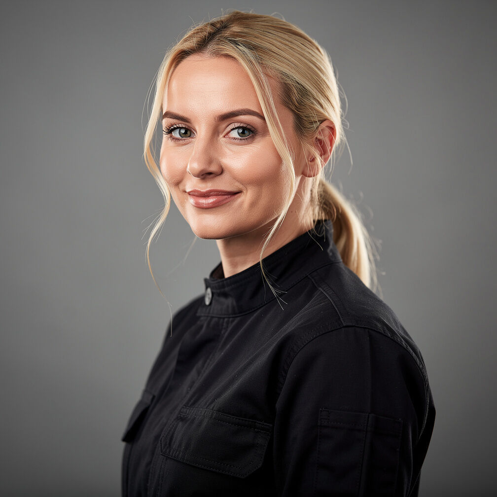 White British female camera operator portrait